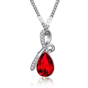 Austrian Red Crystal Pendant Charm Necklace